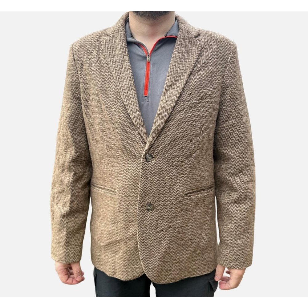 L.L. Bean Men's  Wool Primaloft‎ Jacket 44 Brown Tan Herringbone Warm Blazer